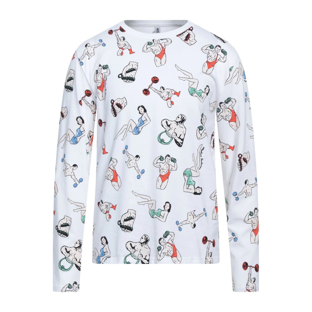 Moschino Underwear Men's Long Sleeve Muscle Undershirt Grey Jersey Graphic Large